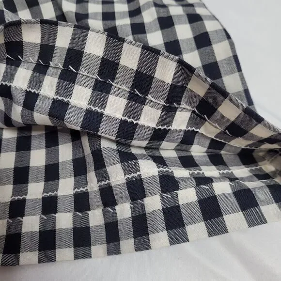 VINTAGE‎ 60s romper black and white check plaid ruffled shorts S